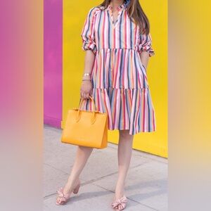 J. Crew size XXS striped cotton poplin long sleeved dress